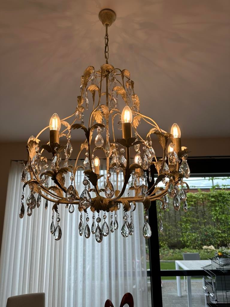 Luster, Huis en Inrichting, Lampen | Kroonluchters, Ophalen, Zo goed als nieuw, Glas