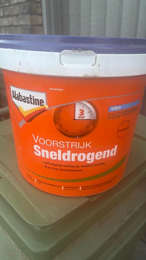 Alabastine,  voorstrijkmiddel sneldrogend, 5L,, Doe-het-zelf en Bouw, 5 tot 10 liter, Ophalen, Nieuw, Overige kleuren