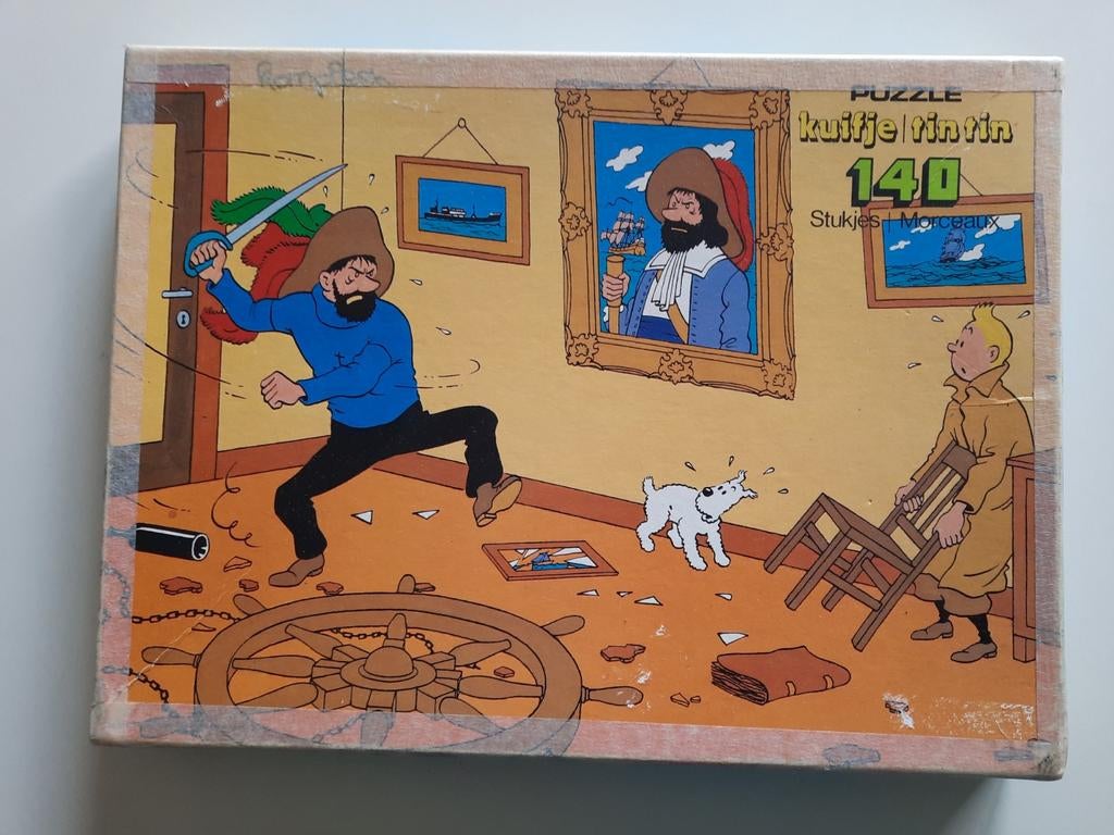 Puzzel Kuifje Het geheim van de eenhoorn 140 st   1981, Ophalen of Verzenden, Kuifje, Gebruikt, Boek of Spel