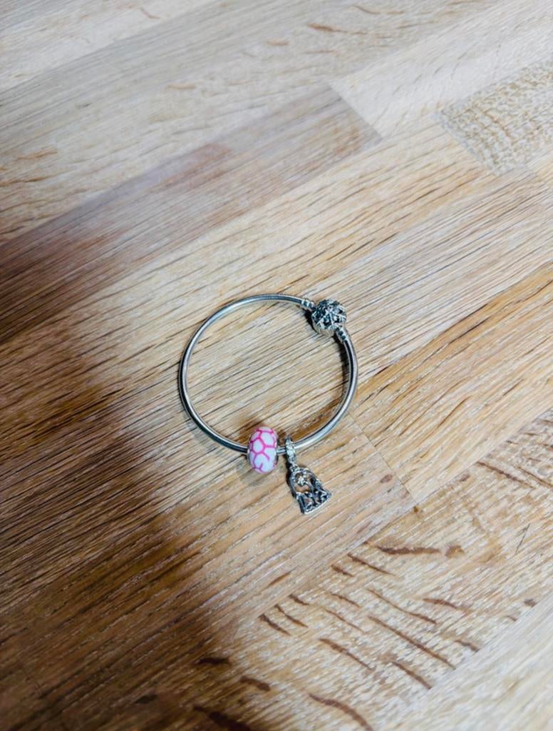 Bracelet Jonc Pandora Moments en Argent, Ophalen of Verzenden, Zo goed als nieuw, Roze, Zilver