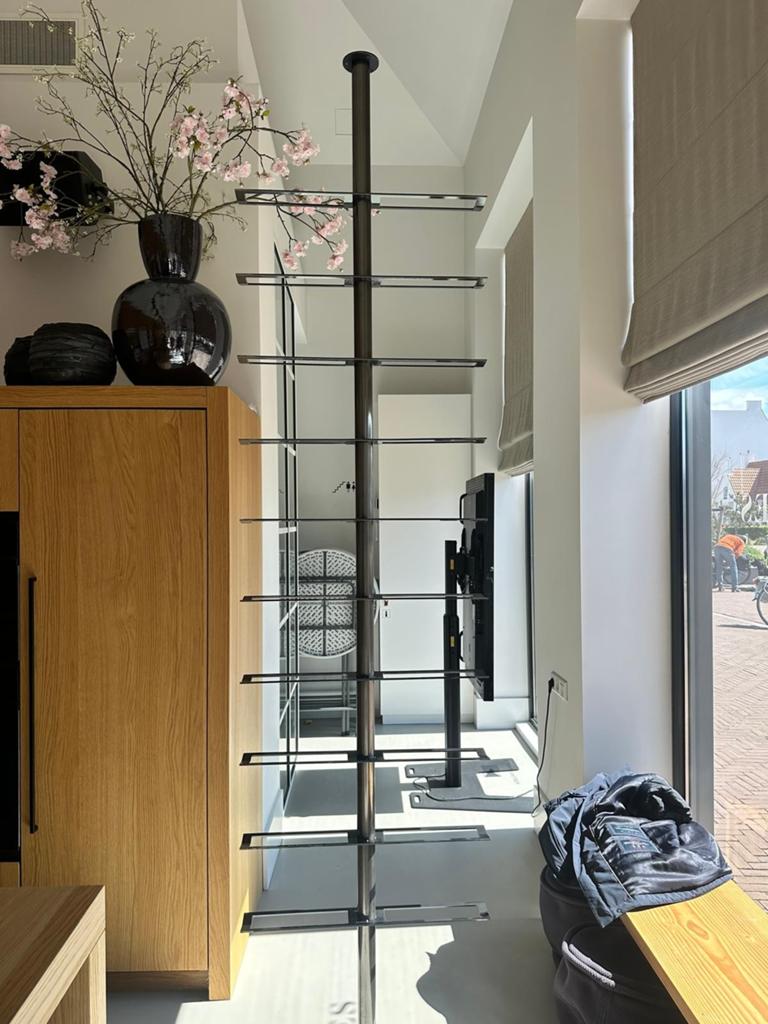 Design wijnrek – 280 cm hoog – zwart metaal, Ophalen, Zo goed als nieuw, Metaal, 75 cm of meer