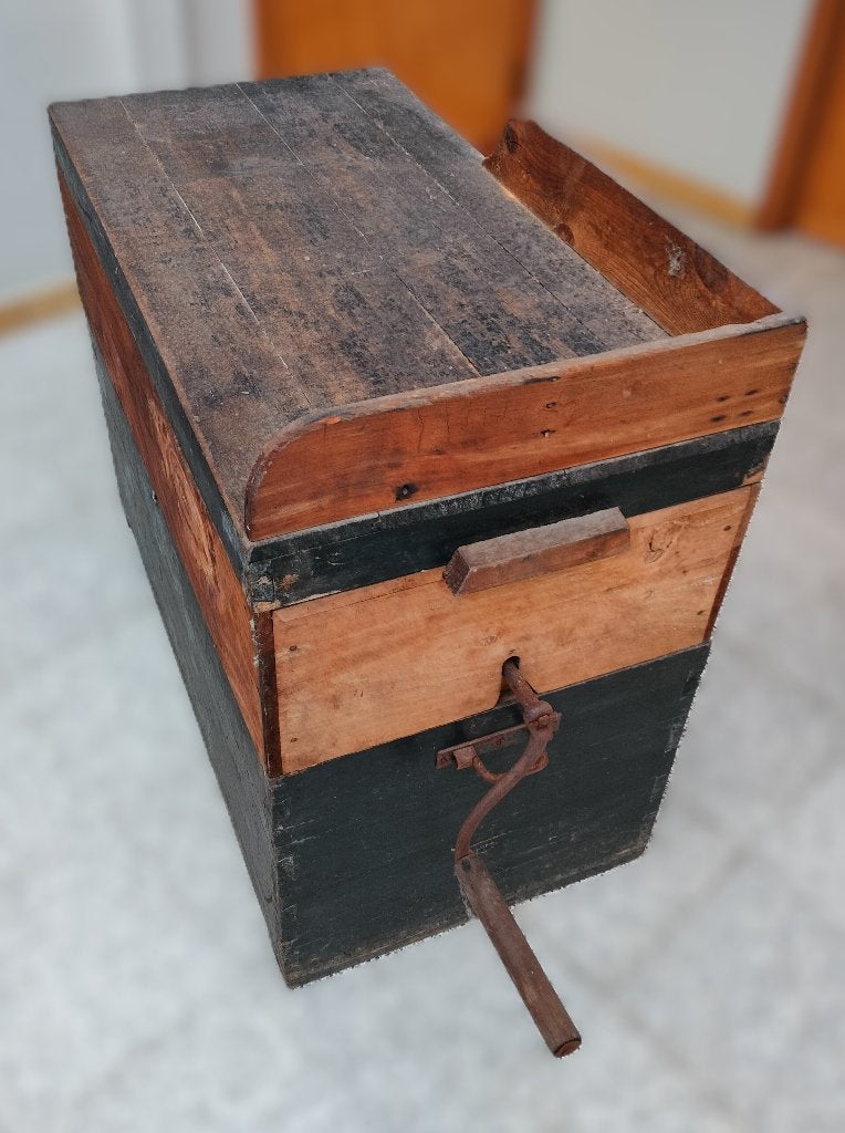 Antieke houten trommelzeef met originele bloemzeef, Ophalen