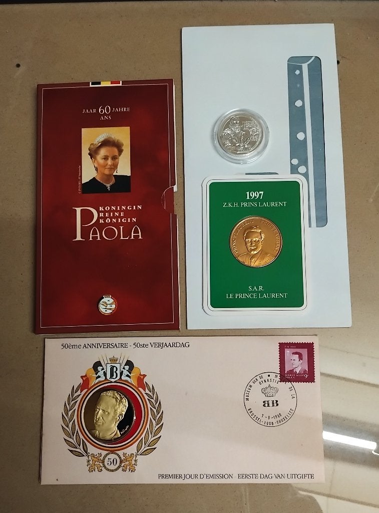 MUNTEN BELGIE + POSTZEGELS, Postzegels en Munten, Ophalen, Goud, Zilver