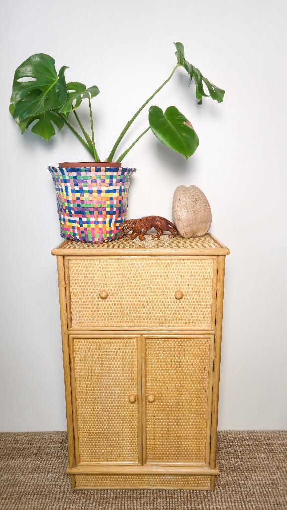 Vintage kastje van rotan en bamboe - jaren 60, Ophalen of Verzenden, Huis en Inrichting