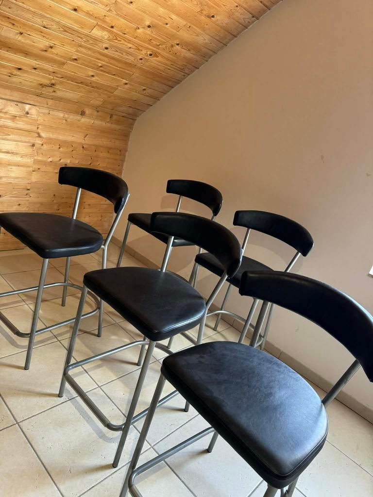 Lot de 5 Tabourets de Bar Noirs, Enlèvement, Utilisé, Métal
