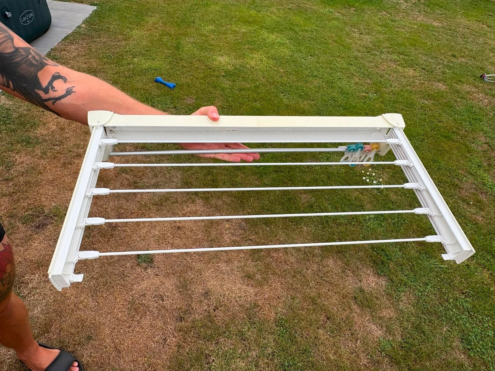 Terras wasdraad van het merk Leifheit, Tuin en Terras, Droogmolens en Wasrekken, Ophalen, Gebruikt, Wasrek