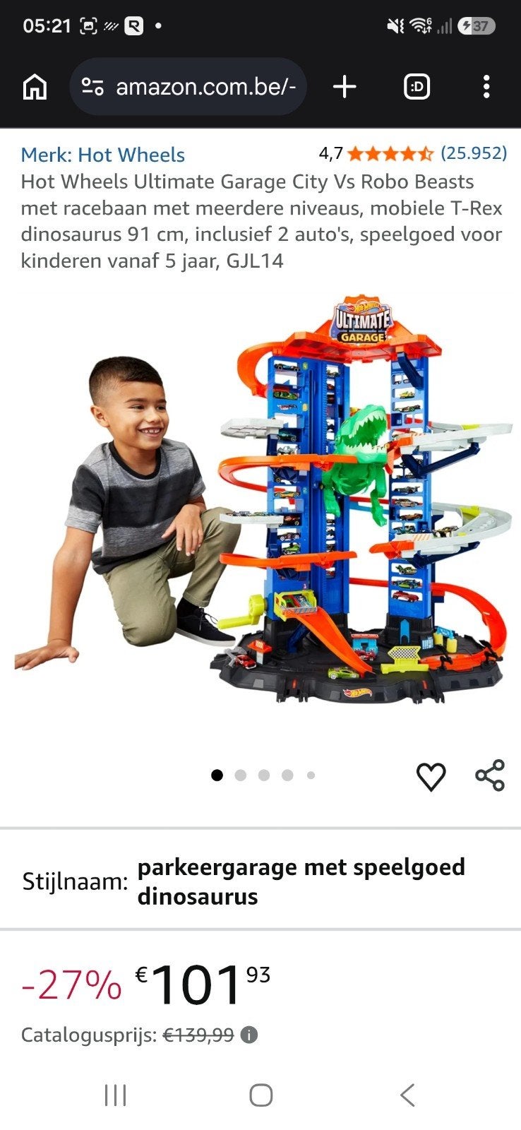 Hotweels garage met racebaan en verschillende niveaus,, Ophalen, Zo goed als nieuw, Racebaan, Hot Wheels