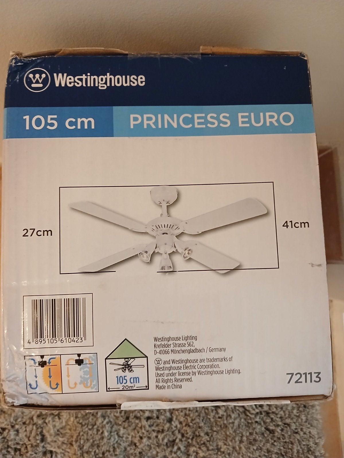 WESTINGHOUSE  VENTILATEUR  PLAFOND, Ophalen