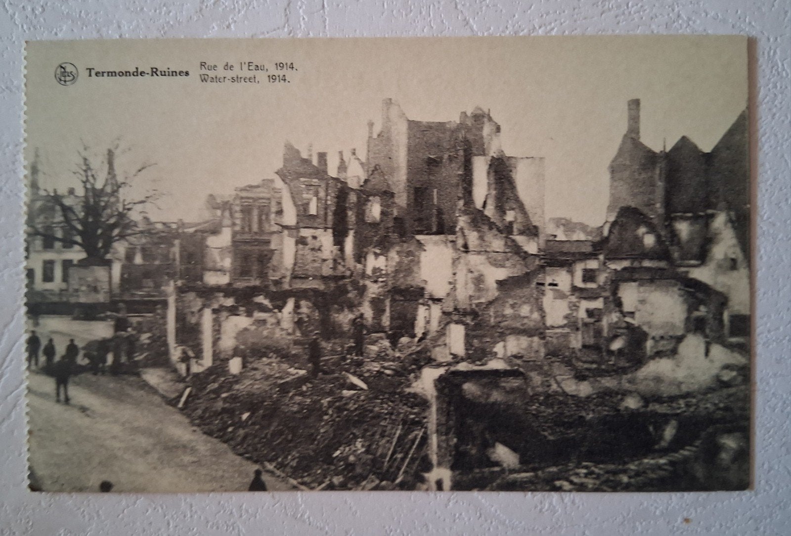 vintage Postkaart ruïnes Waterstraat te Dendermonde, Verzamelen, Ophalen of Verzenden