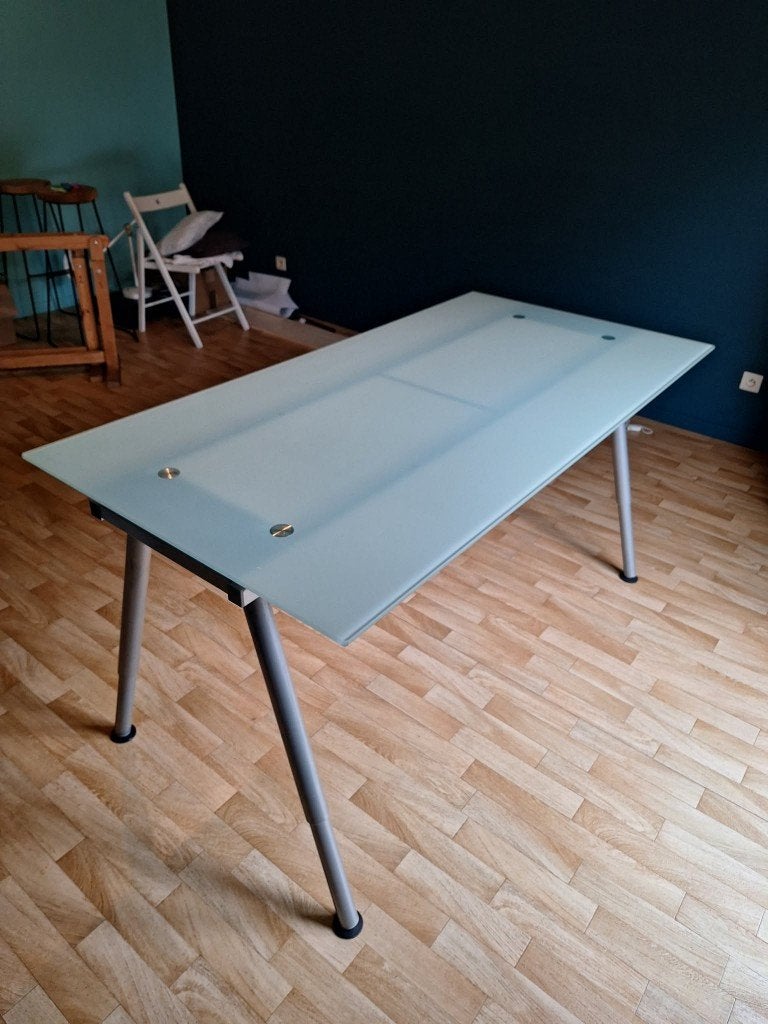 Glazen Bureau, Maison & Meubles, Bureaux, Autres marques, Bureau d'ordinateur, Bleu, Enlèvement