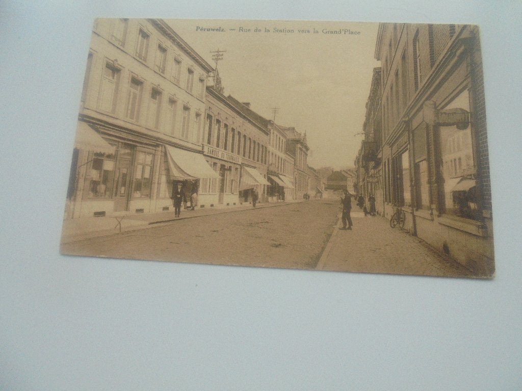 péruwelz-rue de la station vers la grand'place, Verzamelen, Postkaarten | België, Verzenden, 1920 tot 1940, Gelopen, Henegouwen