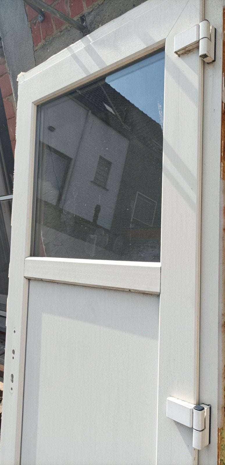 Pvc deur met raam dubbel glas, Ophalen, 80 tot 100 cm, 215 cm of meer, Glas