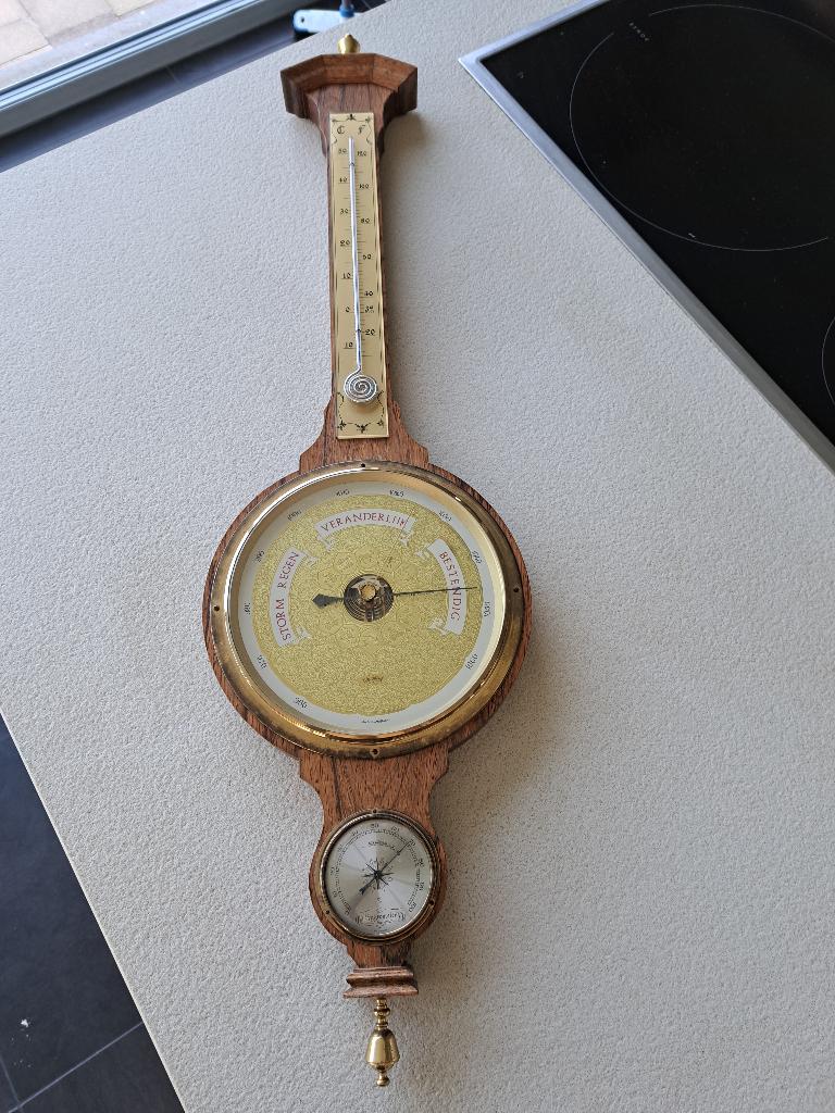 Antieke warmink barometer/thermometer, Audio, Tv en Foto, Weerstations en Barometers, Ophalen, Zo goed als nieuw, Weerstation
