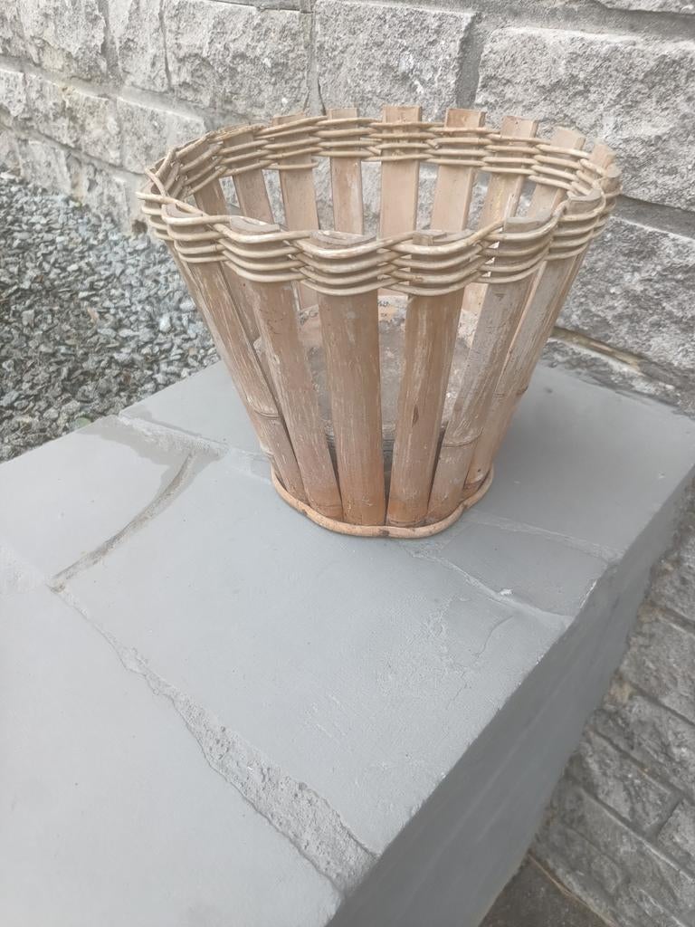 Vintage bamboo bloempot houder, Antiek en Kunst, Curiosa en Brocante, Ophalen