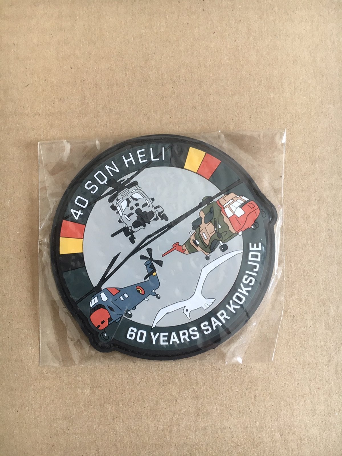 Rubberen Badge : 40 SQN Heli - 60 Years Sar Koksijde., Ophalen, Nieuw, Patch, Badge of Embleem