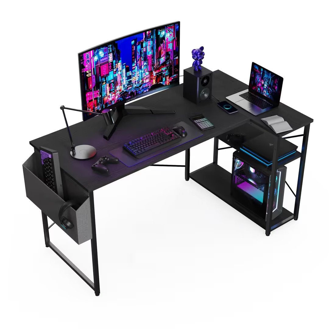 Bureau en L BEXEVUE - 120 x 70 cm avec poches de rangement, Maison & Meubles, Neuf, Bureau gaming, 120 cm, Enlèvement ou Envoi