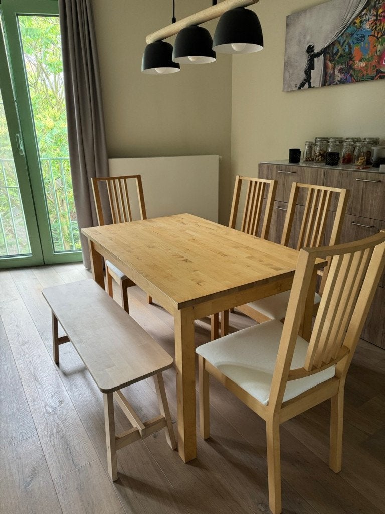 Eettafel en 4 stoelen + bank, Huis en Inrichting, Complete eetkamers, Gebruikt, 4 tot 6 stoelen, Ophalen