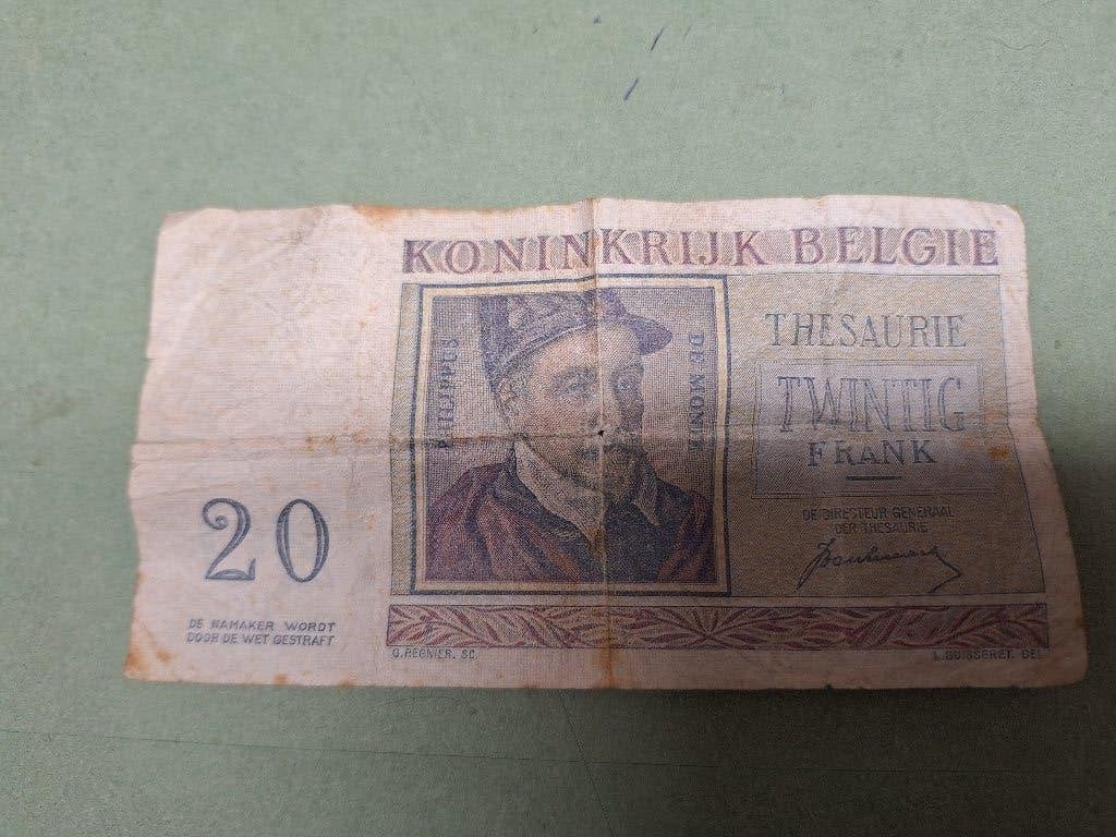 BRIEFJE VAN 20 FRANK - 1950, Ophalen, Los biljet