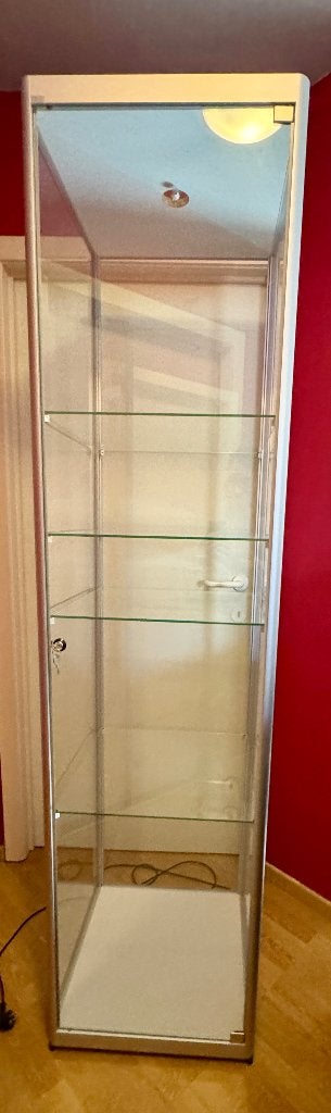 Glazen vitrinekast, Huis en Inrichting, Kasten | Vitrinekasten, Ophalen, Gebruikt, 200 cm of meer, 50 tot 100 cm