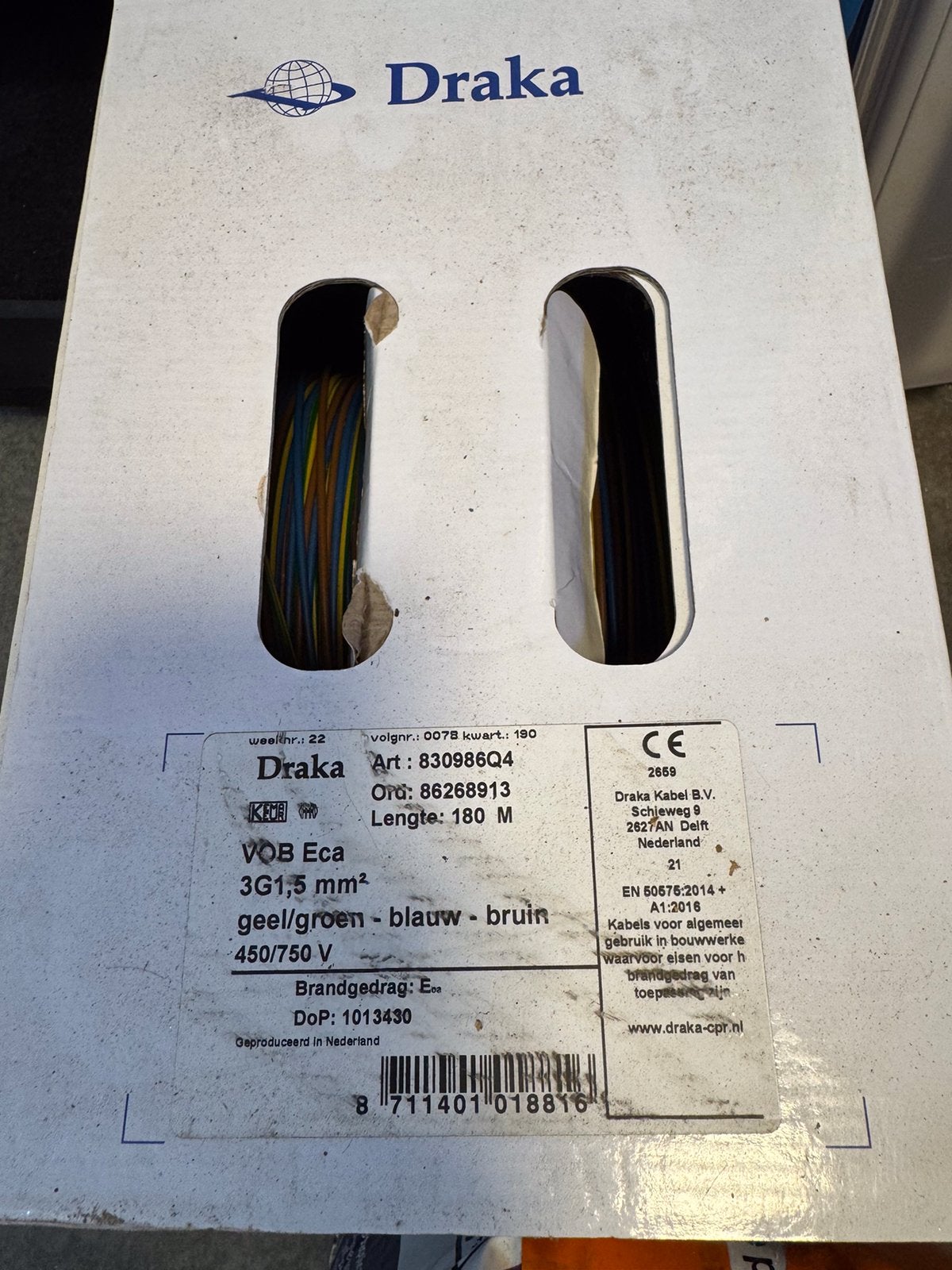 DRAKA 3G 1,5. 180 m, Enlèvement, Neuf, Draka