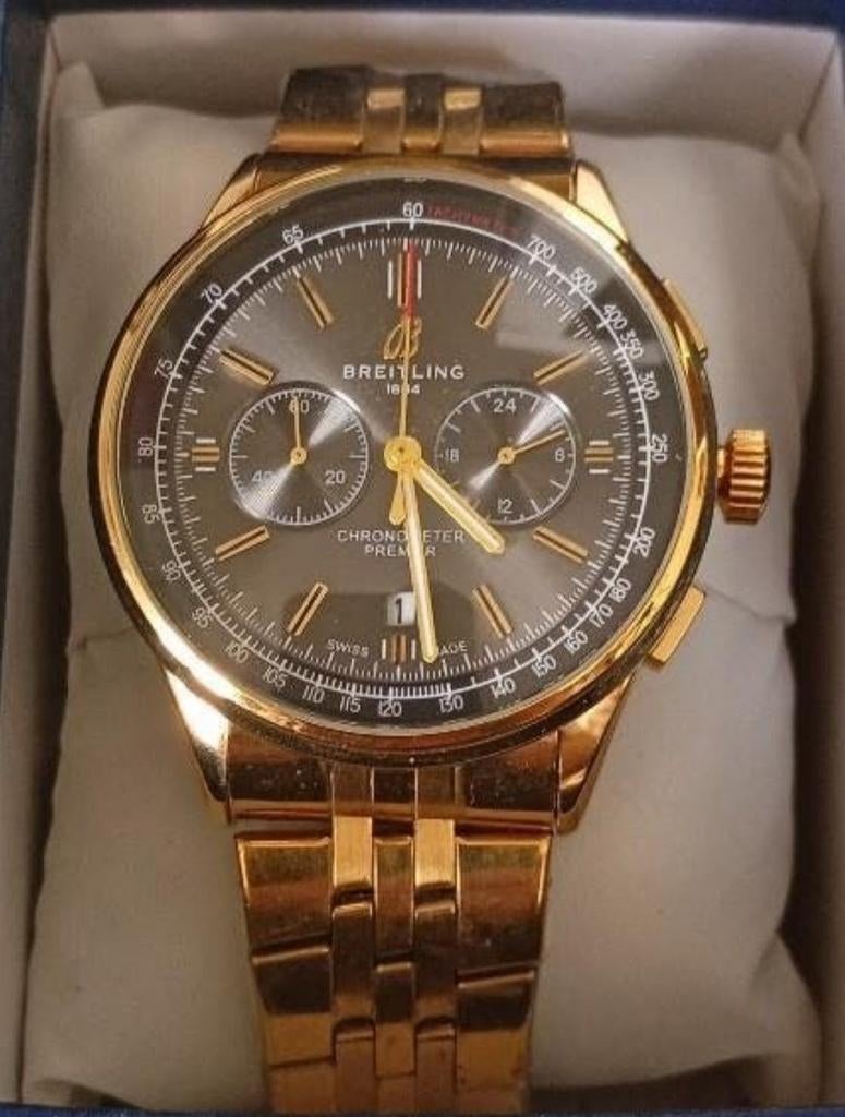 BREITLING NAVITIMER GOLD 1884Met werkende Chonometer, Handtassen en Accessoires, Staal, Staal, Breitling, Polshorloge