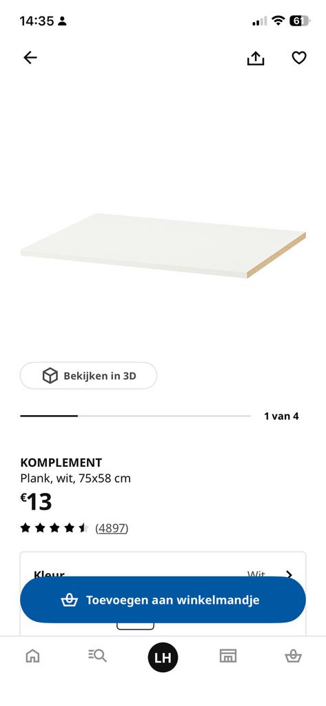 2x IKEA Komplement plank wit 75x58 cm, Huis en Inrichting, Ophalen, Zo goed als nieuw