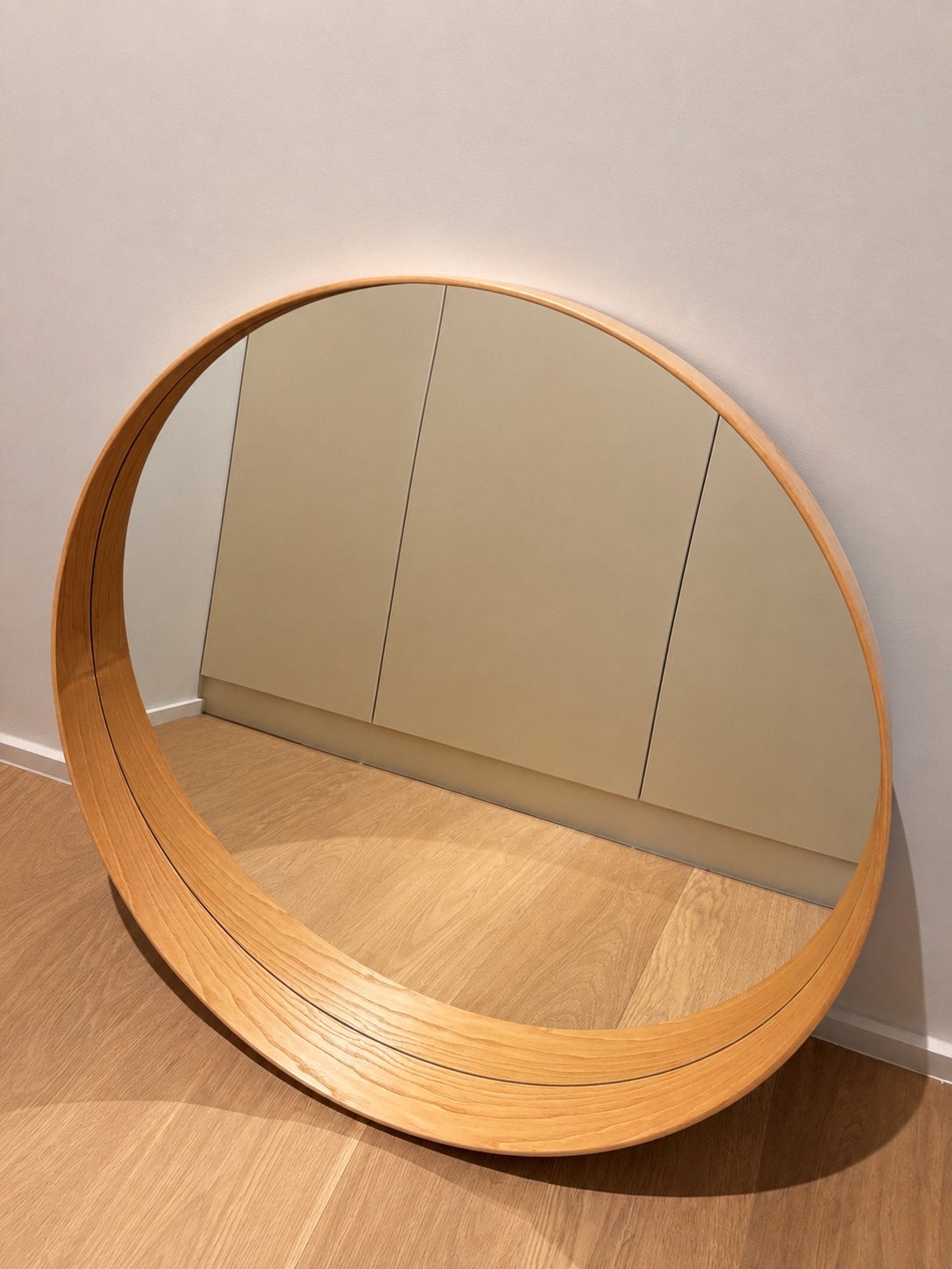 Miroir Stockolm effet chêne 80cm, Enlèvement, Comme neuf, Rond