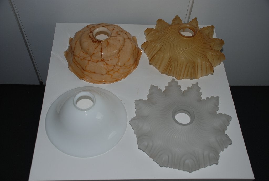 4 lampenkappen in gekleurd glas, Enlèvement, Verre