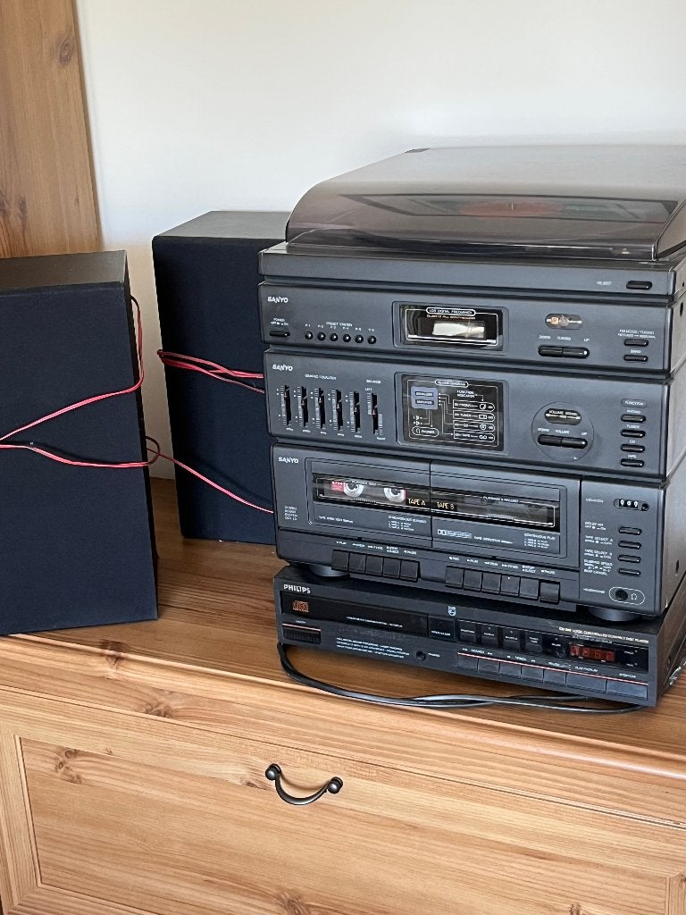 Stereo-installatie Sanyo en Philips, Enlèvement, Utilisé, Haut-parleurs, Autres marques