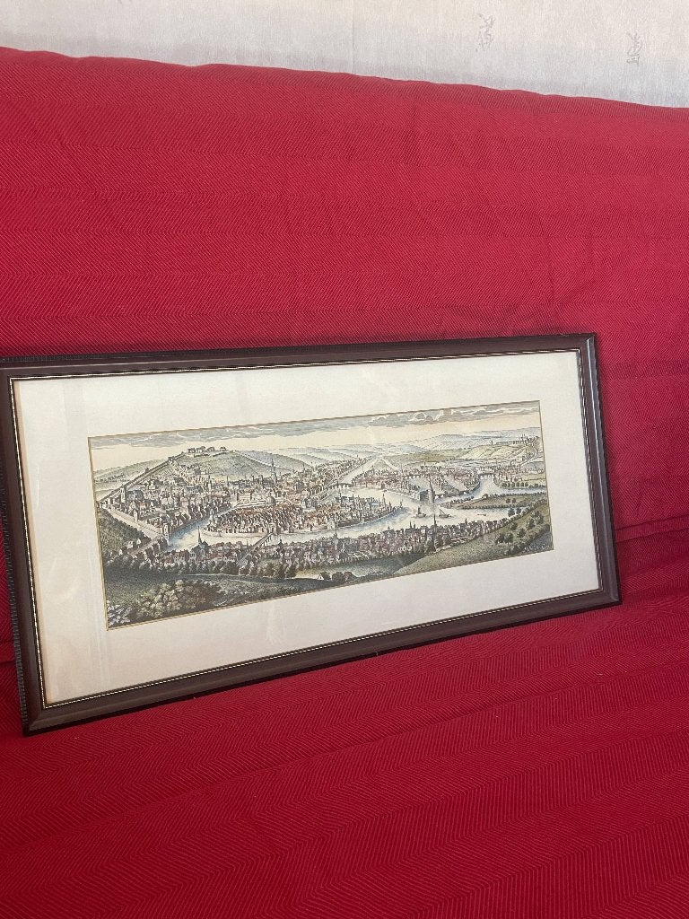 Antieke aquarelprenten gesigneerd door Iohan Pieters, Ophalen, 68 cm, 1950 - 1999, Stadsgezicht