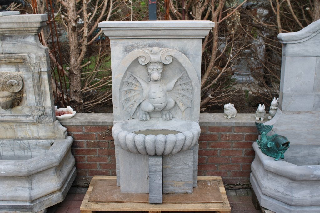 blauwstenen fontein, drakenmodel, fantastisch!, Ophalen, Nieuw, Hardsteen, Fontein