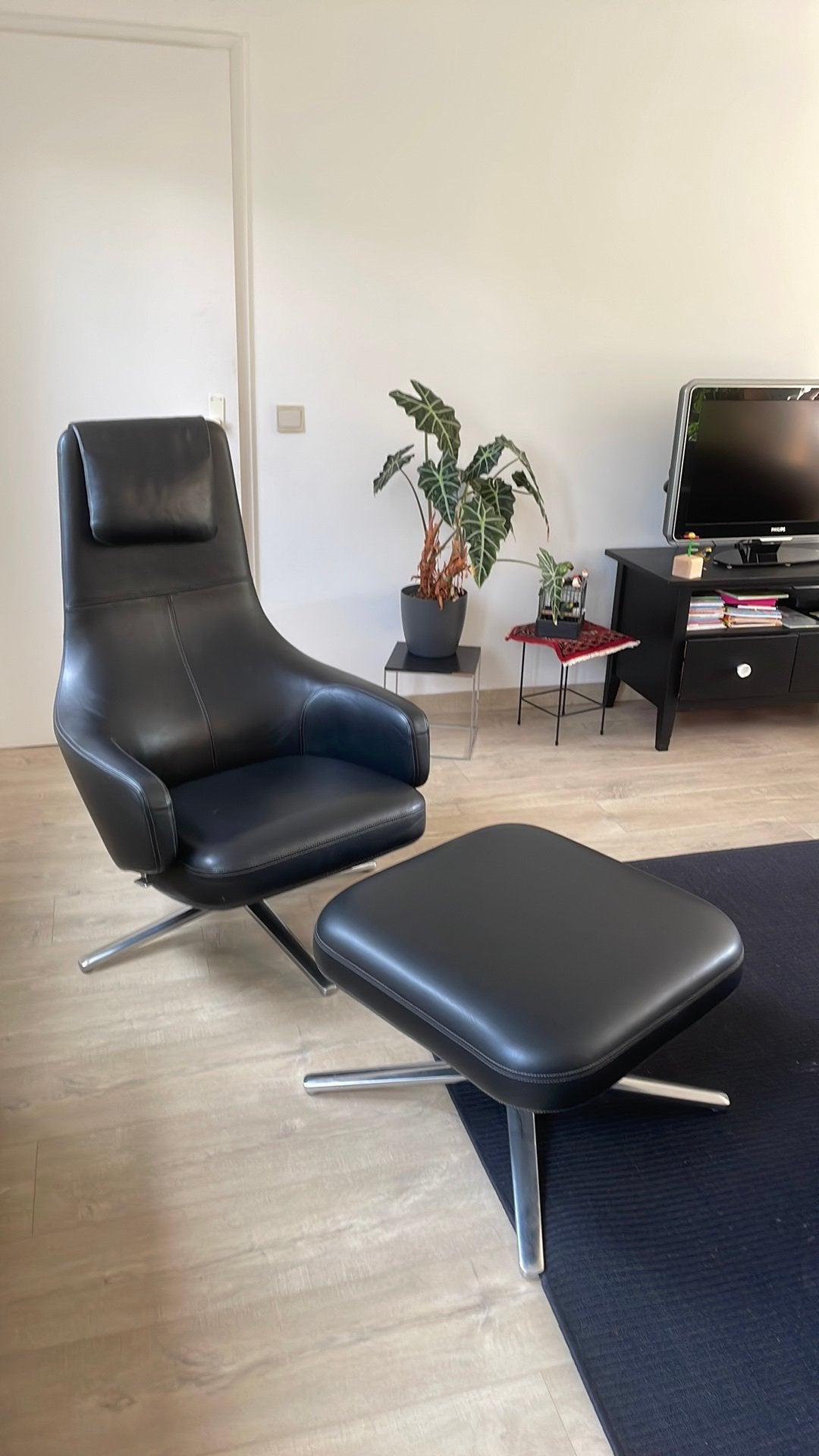 Vitra repos ottoman en voetbank, Maison & Meubles, Fauteuils, Enlèvement, Utilisé, Cuir