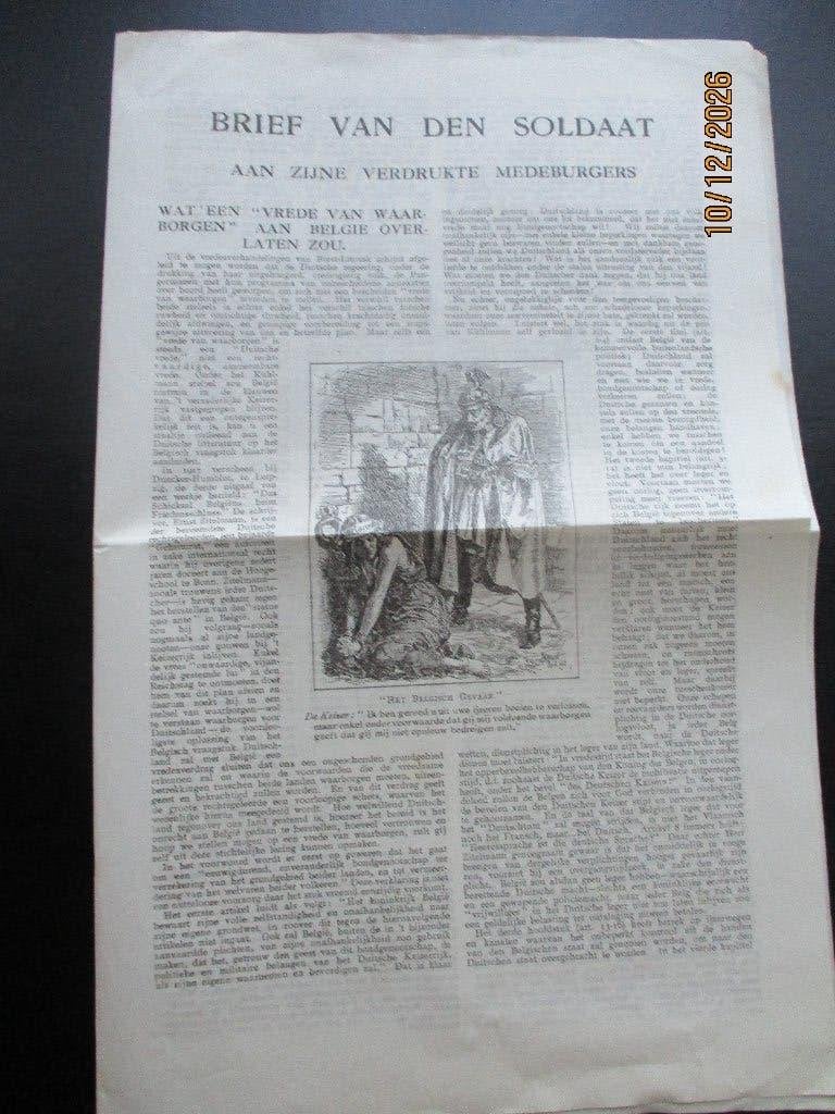 WO1: Belgisch propagandapamflet voor bezet gebied. 1918, Ophalen of Verzenden