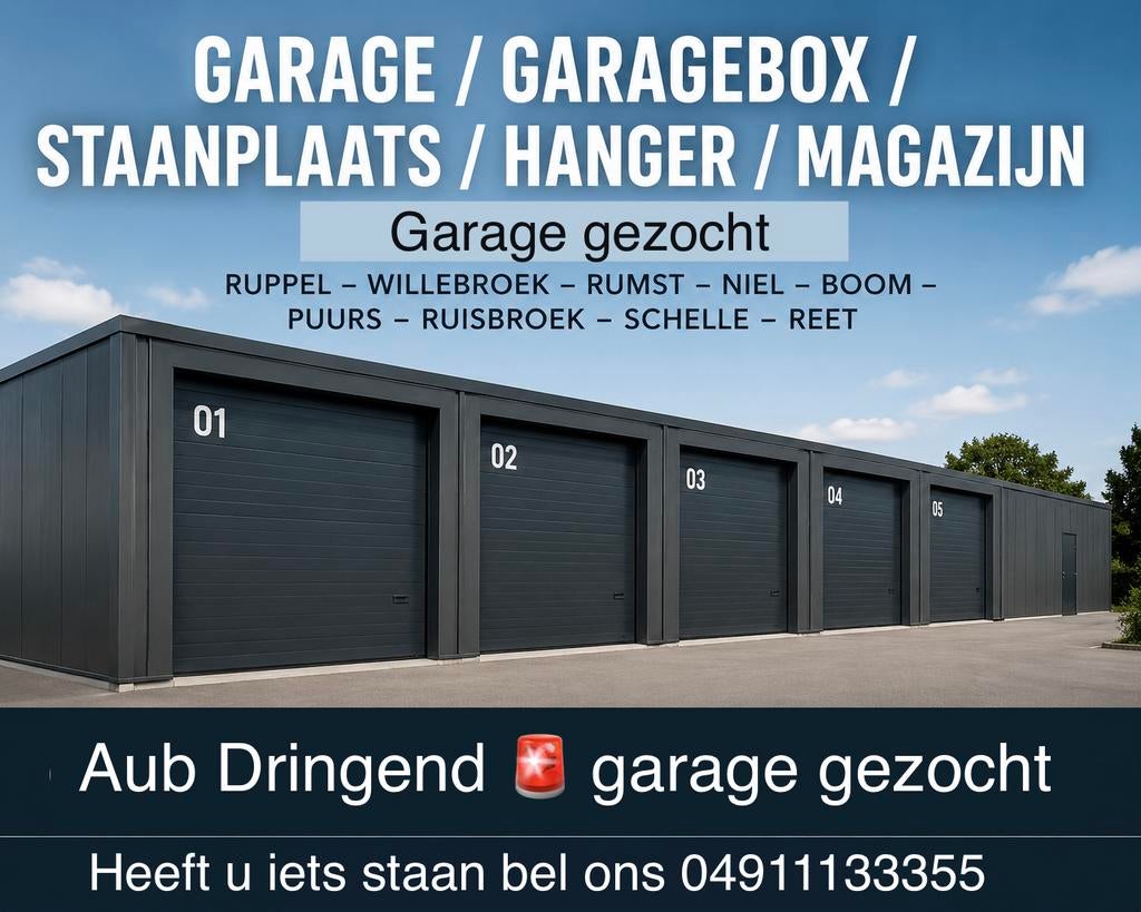 Dringend garage gezocht heeft u iets te verhuren bel ons, Enlèvement
