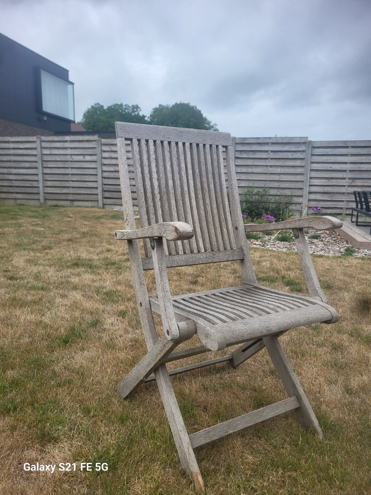Set teak tuinmeubelen, 6 opplooibare tuinstoelen en tafeltje, Jardin & Terrasse, Chaises de jardin, Enlèvement, Comme neuf, Bois de teck