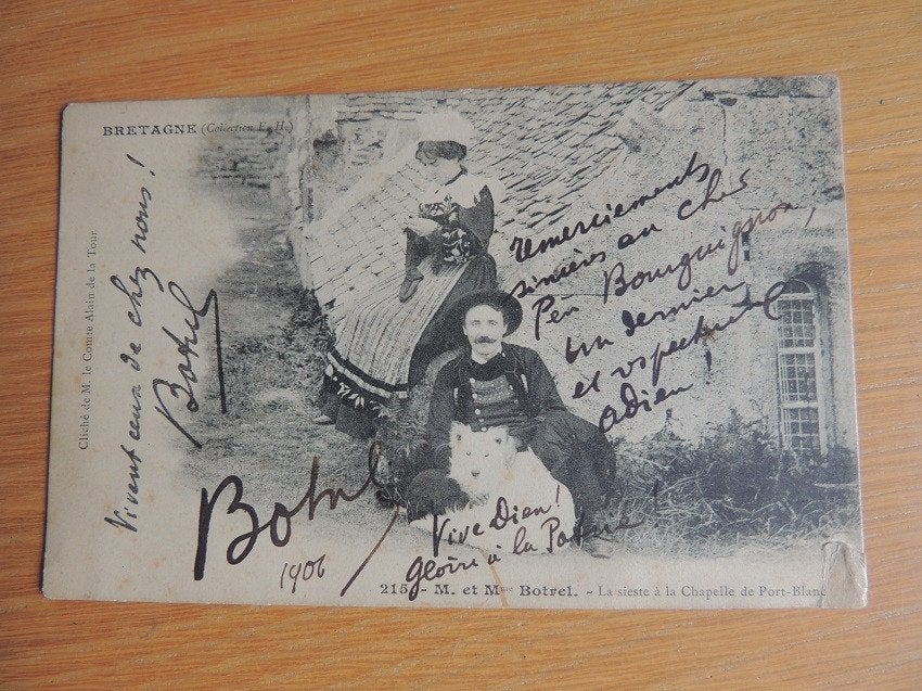 1906 carte postale unique écrite par Botrel à son ami, Enlèvement ou Envoi, Avant 1920, Non affranchie, Musique
