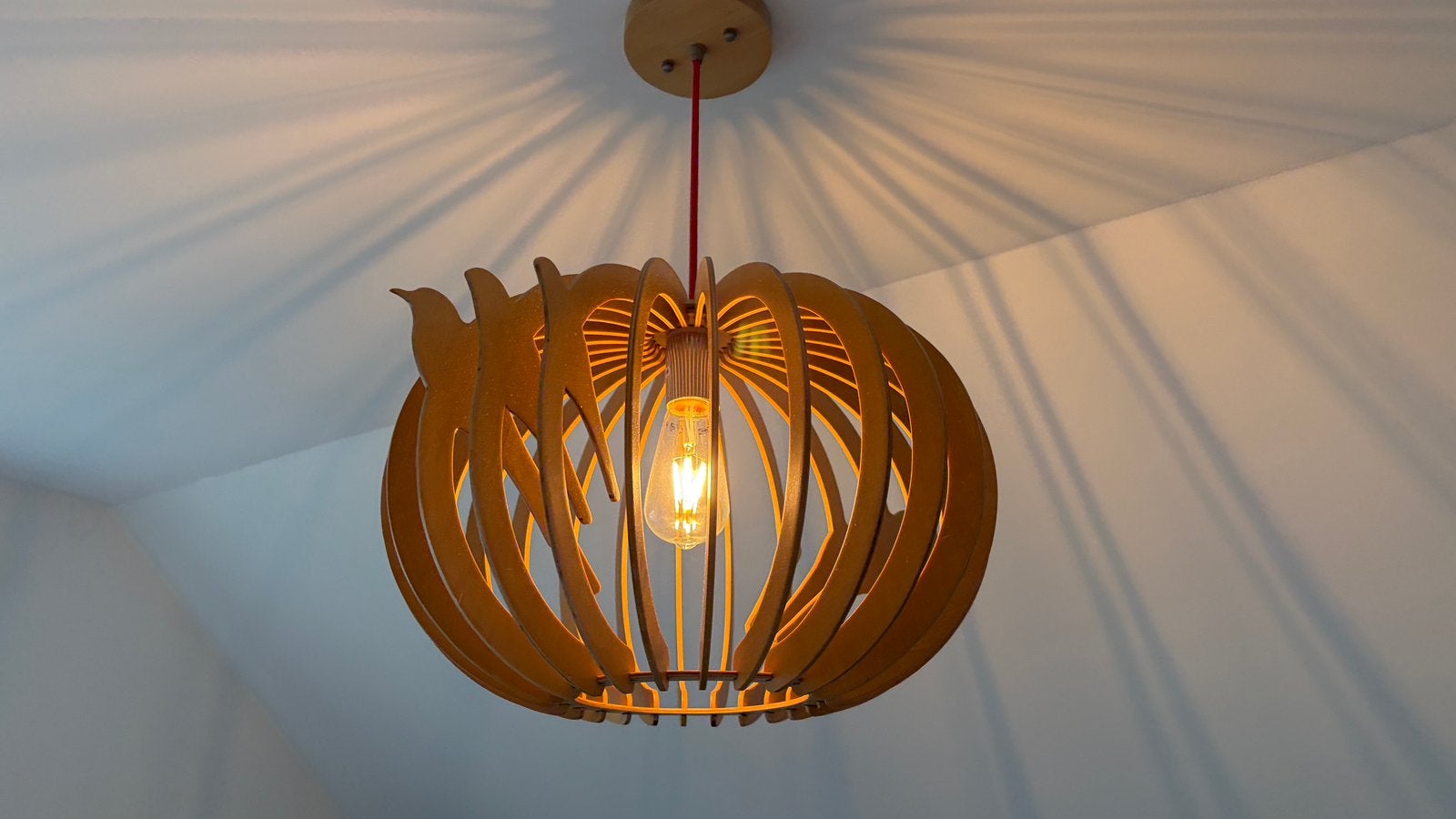 Hanglamp hout, Enlèvement, Comme neuf, Bois, E27 (grand)