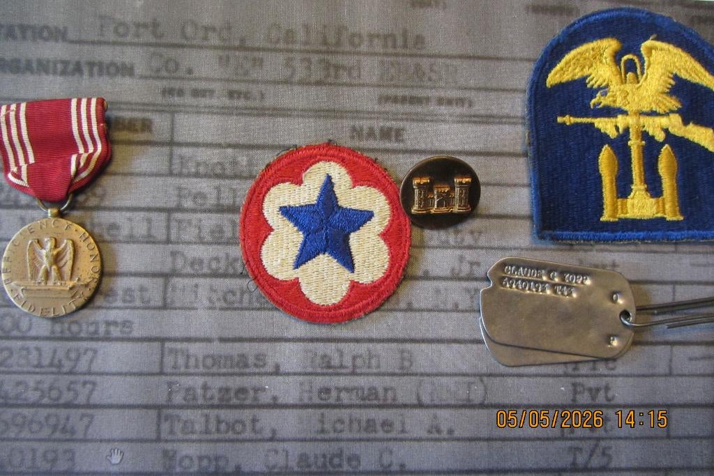 US ARMY dog tags 533rd EB&SR ww2, Ophalen of Verzenden, Landmacht, Overige typen