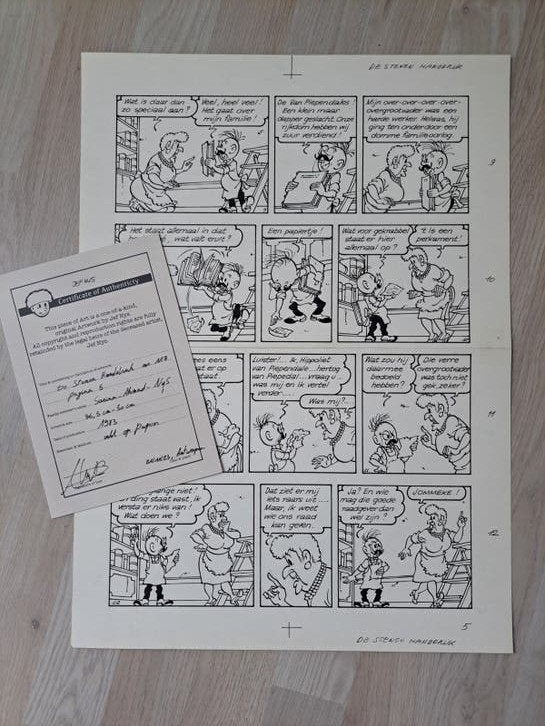 Jommeke - Originele pagina uit De Stenen Handdruk (1983), Antiquités & Art, Art | Dessins & Photographie, Dessin, Dessin à la plume