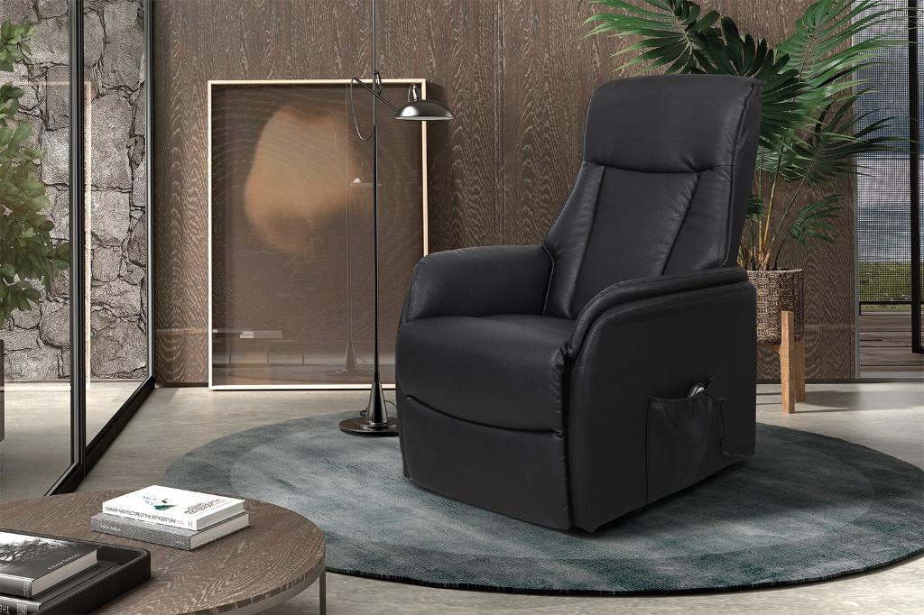 T4I Electrische Relaxzetel met lift 'Miami' in PU +Levering, Ophalen of Verzenden, Nieuw, Grijs, Leer