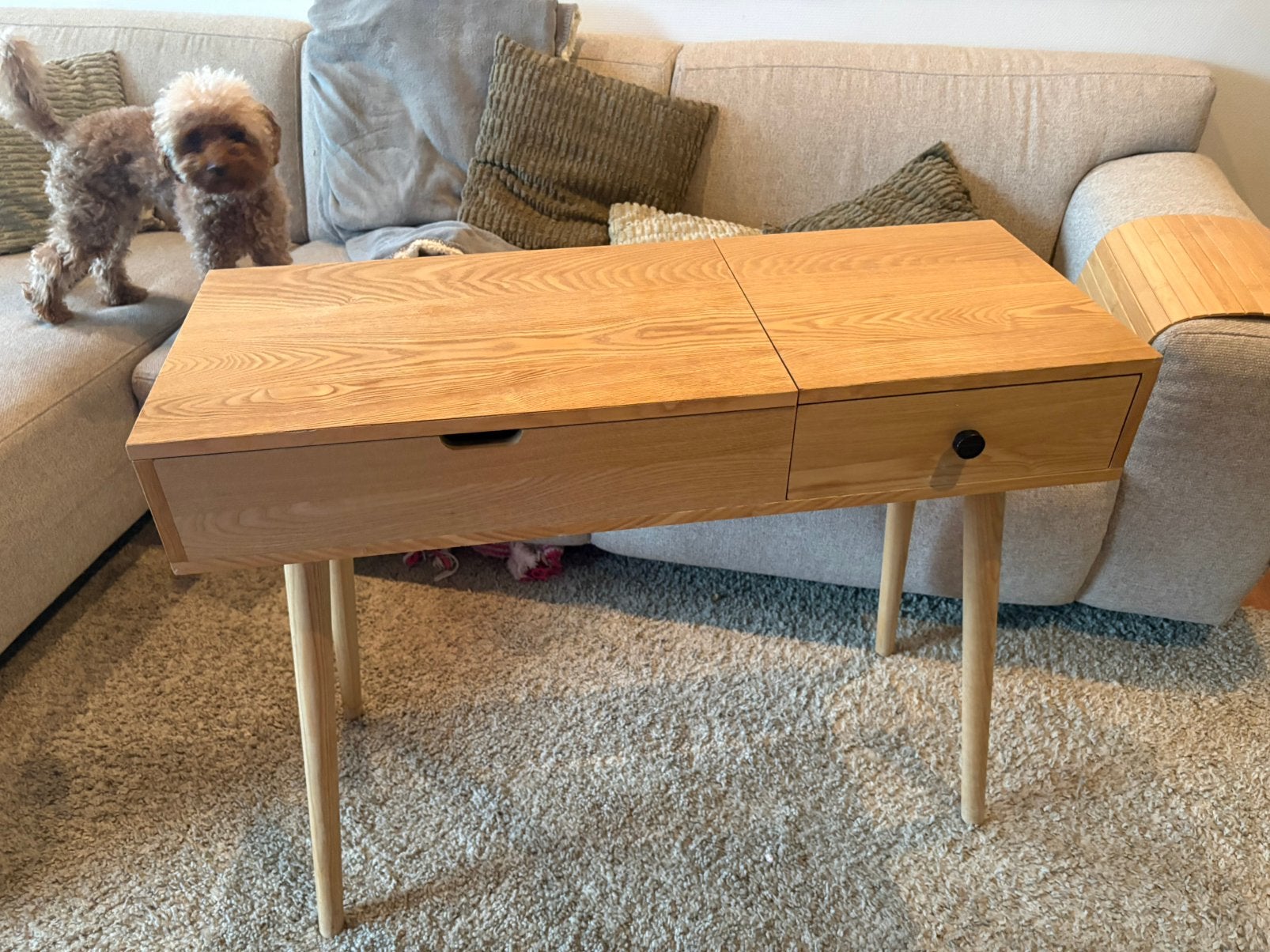 Mooie make-up tafel hout met spiegel (BIEDEN MAG), Ophalen, Zo goed als nieuw, Hout