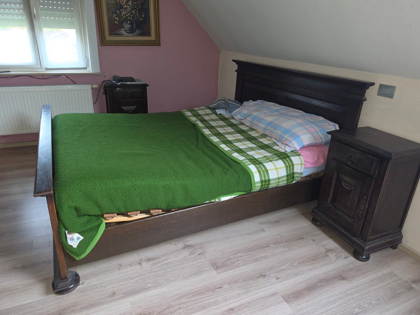 zeer mooie vintage slaapkamer, Ophalen, Klassiek tijdloos, Bruin, Tweepersoons