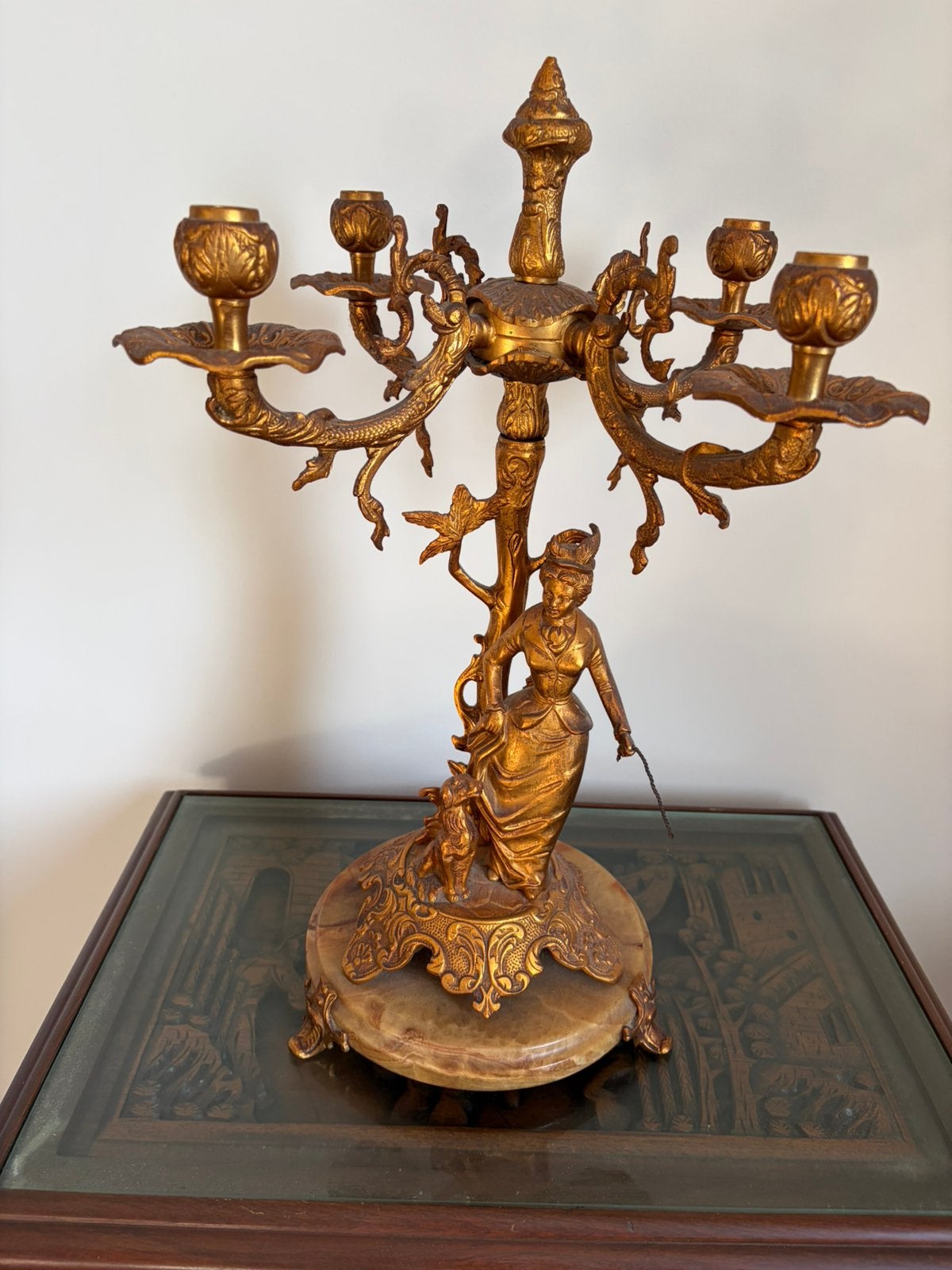 Kandelaar dame met hond, Antiek en Kunst, Ophalen