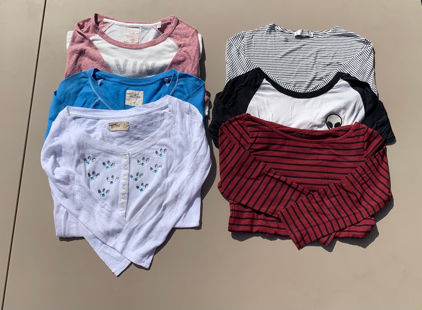 Pakket dames T-shirts (lange- en driekwart mouwen), Ophalen, Zo goed als nieuw, Maat 36 (S)