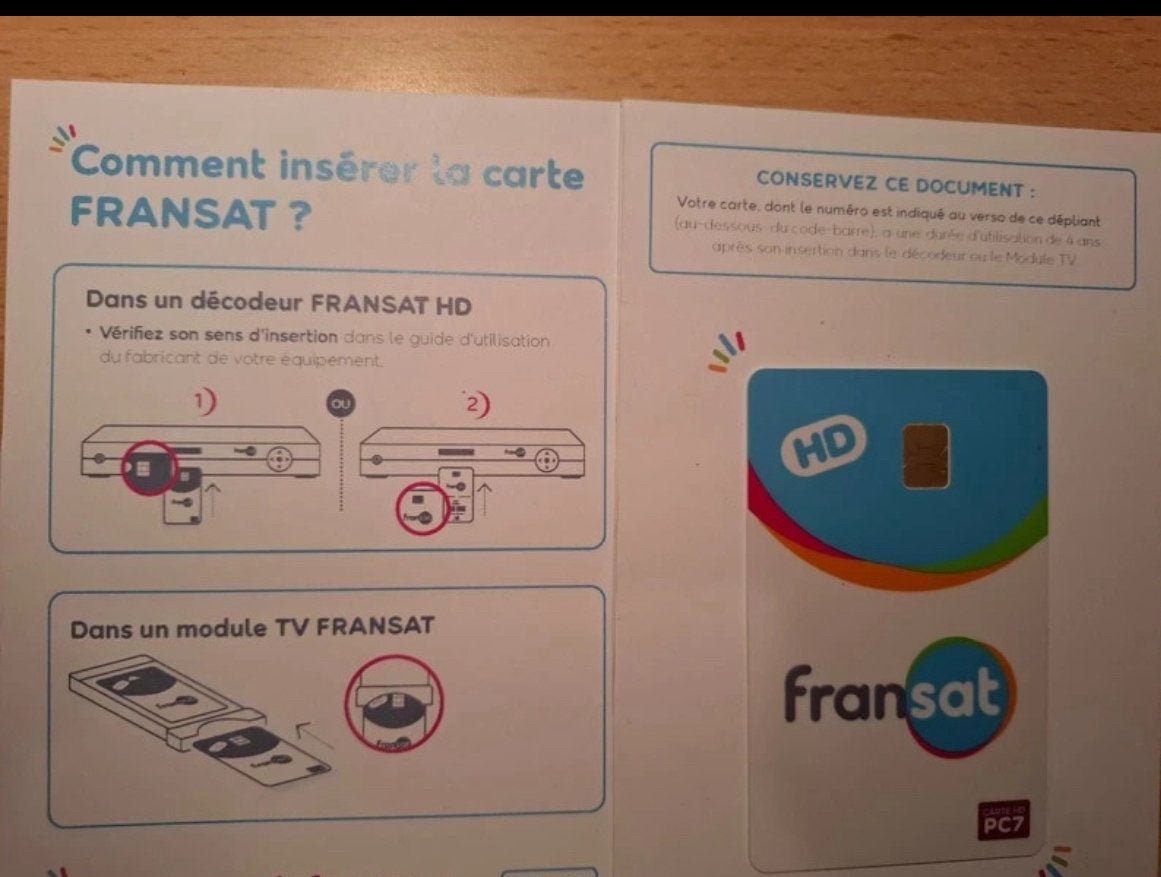 Carte Fransat 4 ans neuve, Enlèvement
