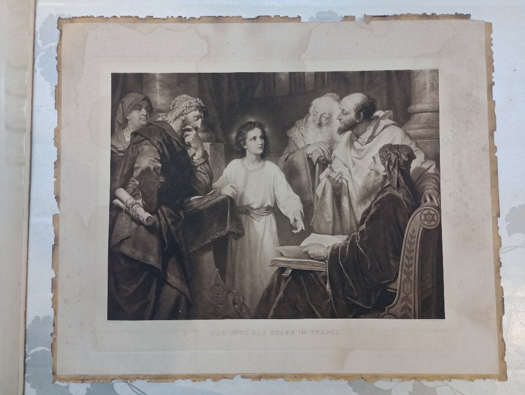 Oude gravure Hofmann Christus in de tempel 69x55, B51, Antiek en Kunst, Ophalen of Verzenden, Gravure, Origineel