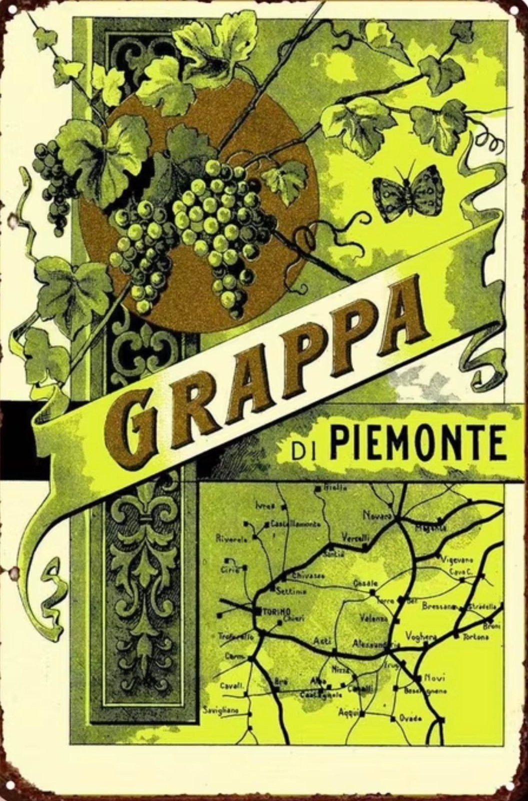 Metalen reclamebord Grappa di Piemonte retro vintage mancave, Ophalen of Verzenden, Nieuw, Reclamebord