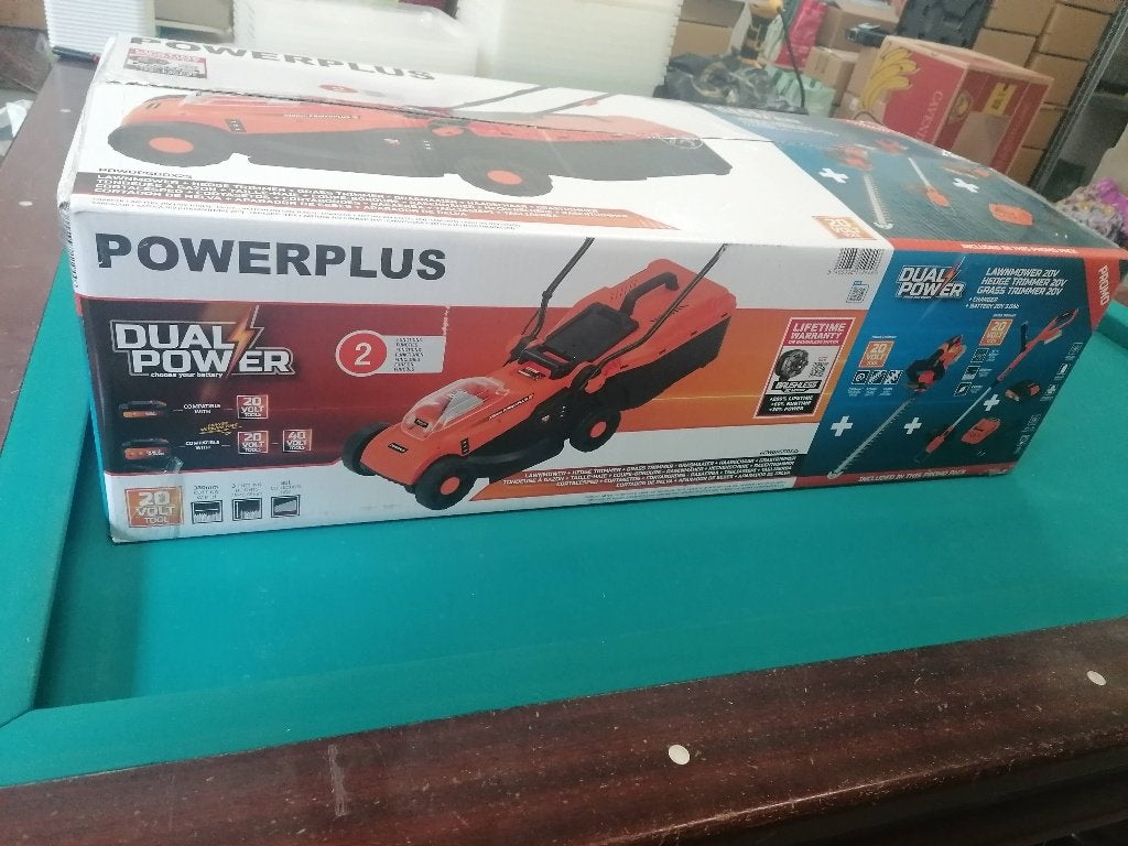 Dual Power Plus grasmaaier+haagschaar+trimmer 20V Nieuw, Ophalen, Cirkelmaaier, Accu-grasmaaier, Nieuw