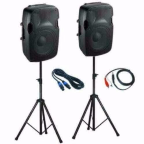 Actieve 15 inch Speakers Incl Statieven en kabels 1200 Watt, Ophalen of Verzenden, Nieuw, Overige merken