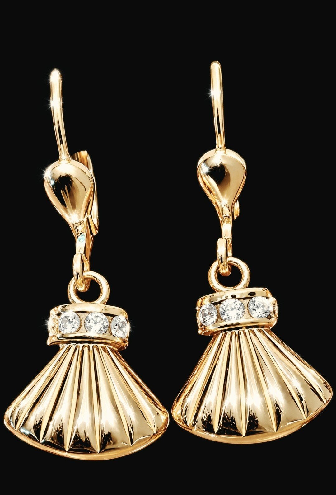 18K GOUDEN OORBELLEN GESTEMPELD MET BRILJANTEN, Hangers, Nieuw, Ophalen of Verzenden, Met edelsteen